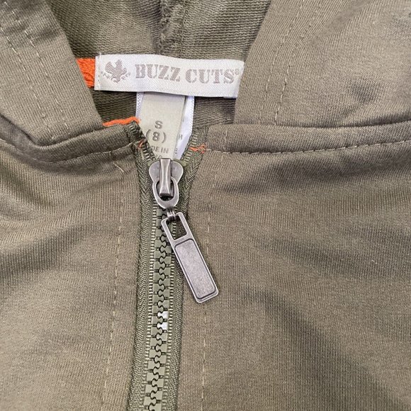 Buzz Cuts Boys Small (8) Zippered Hoodie Sweatshirt Green/Orange Long Sleeve - Picture 3 of 15